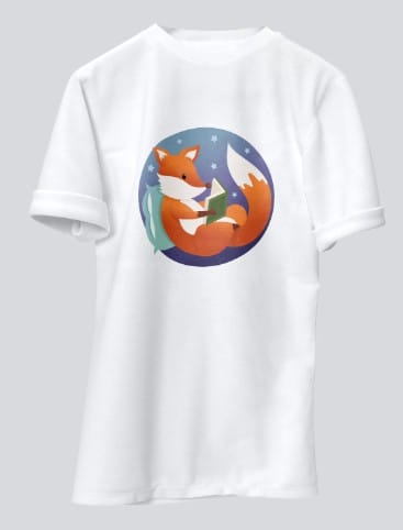 Lost in a Good Book – Cozy Fox Reading T-Shirt Design-T15