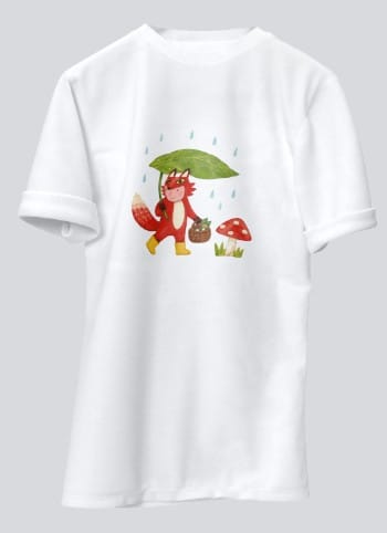 The Little Fox Picking Mushrooms-T27