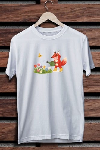 Fox Watering Flowers T-Shirt31