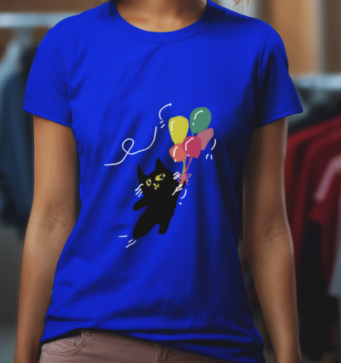 Little Black Cat Balloon Tee42
